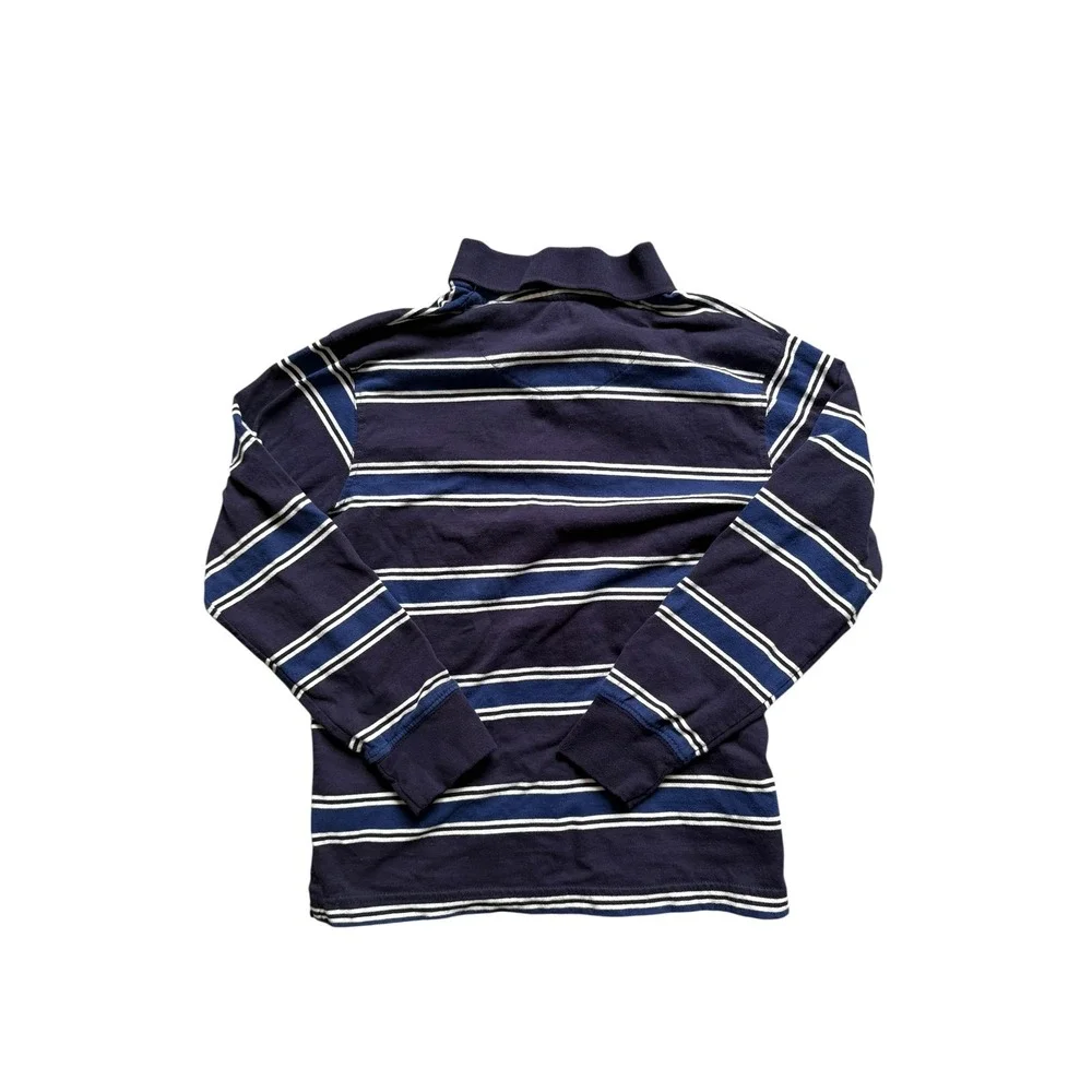 The Children's Place Boys Polo‎ Shirt Size M 7/8 Blue Striped Long Sleeve Cotton